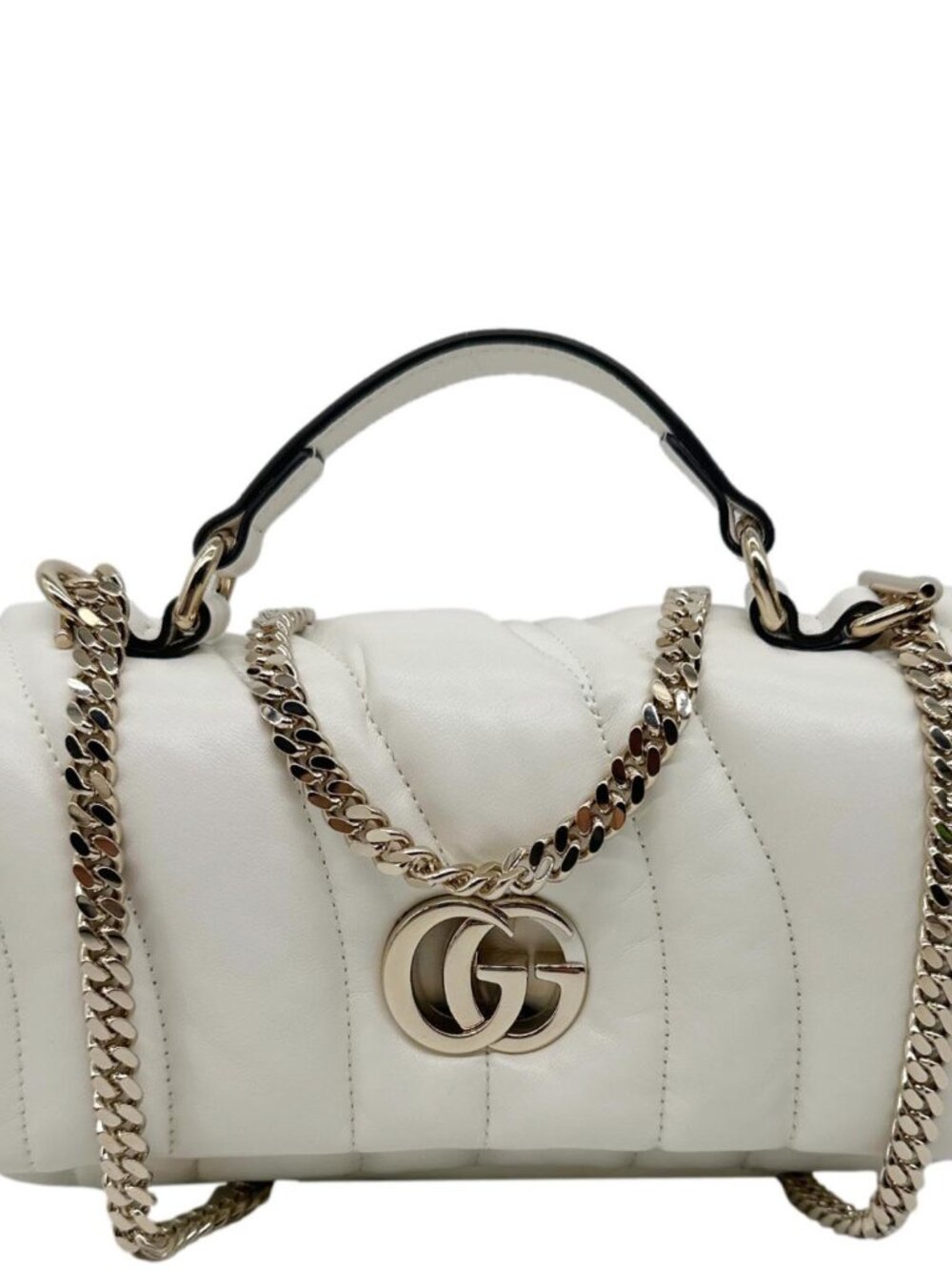 Gucci  GG Milano Mini Leather Top Handle Shoulder Bag Off White 806017